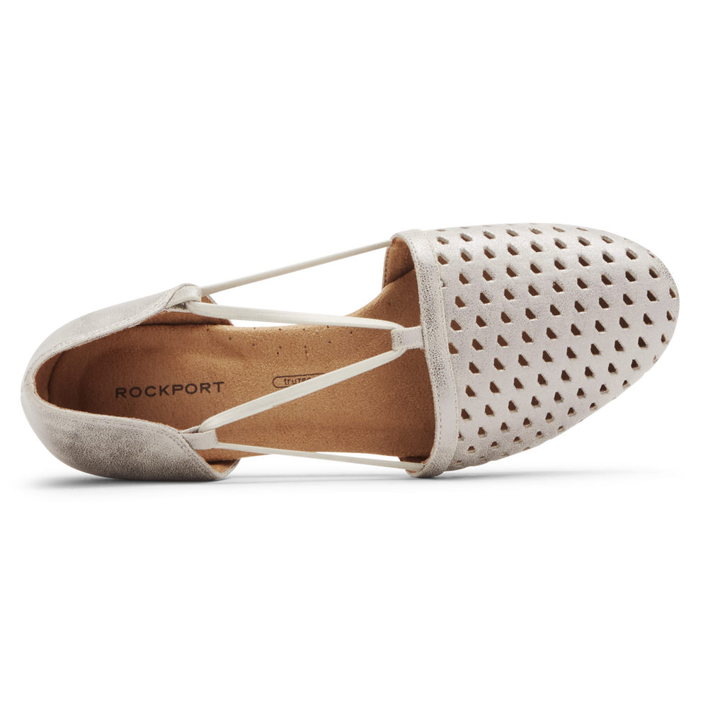 Rockport Flats For Womens White - Reagan Perforated - VZ0875963